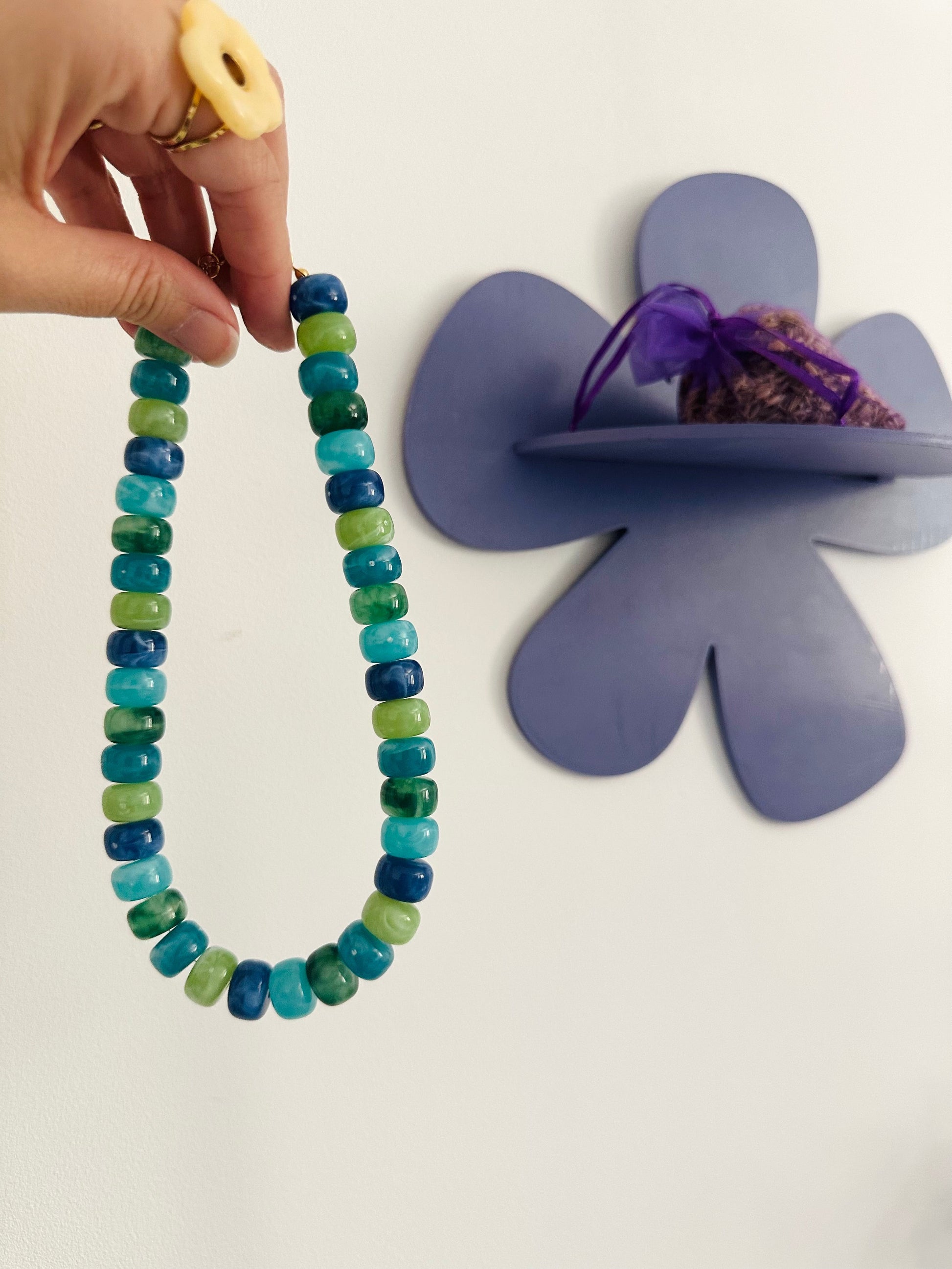 Collier perles couleurs BONNIE - Camilmari Bijoux - Bleu Riviera
