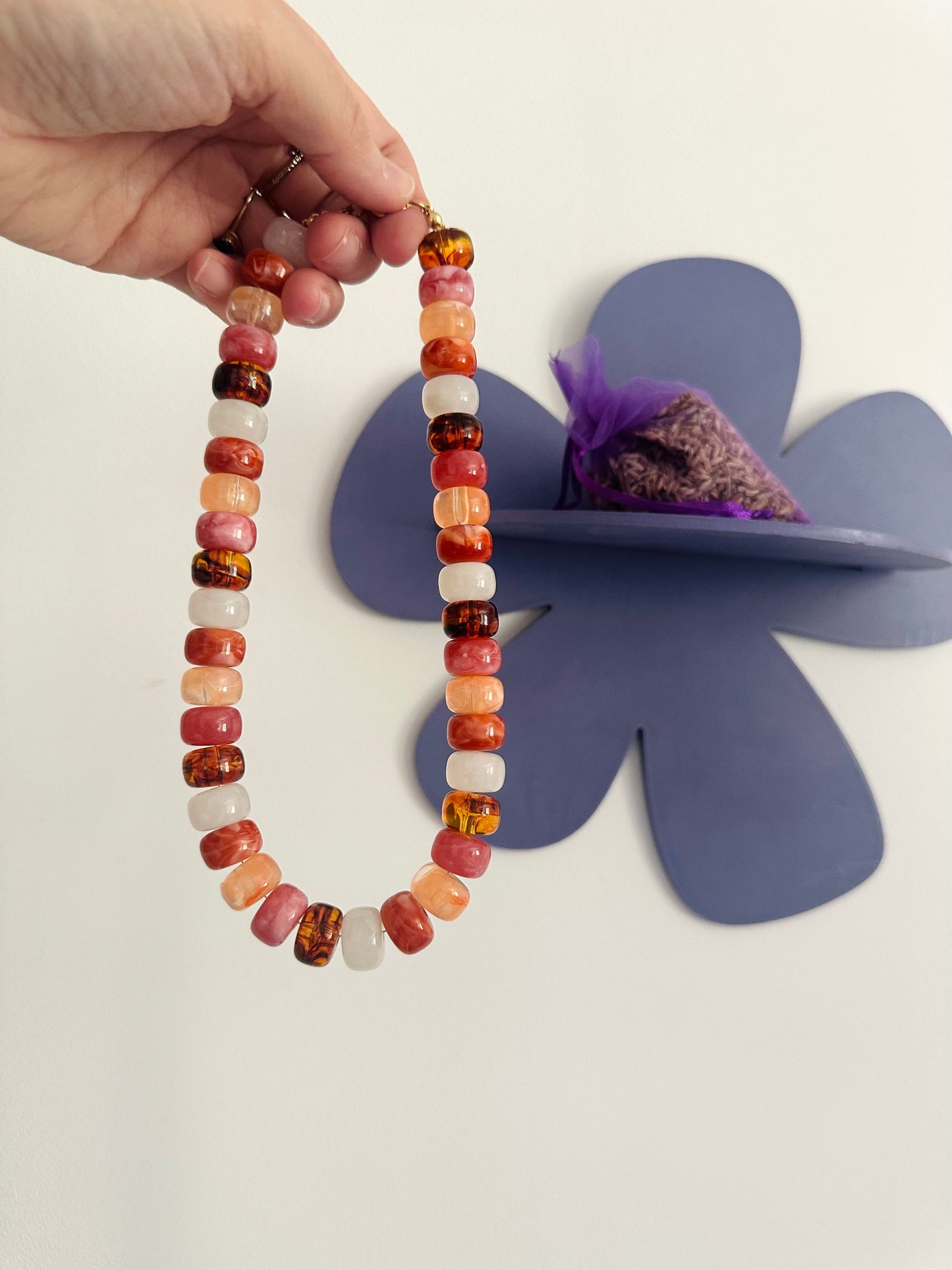 Collier perles couleurs BONNIE - Camilmari Bijoux - Bois Rosé