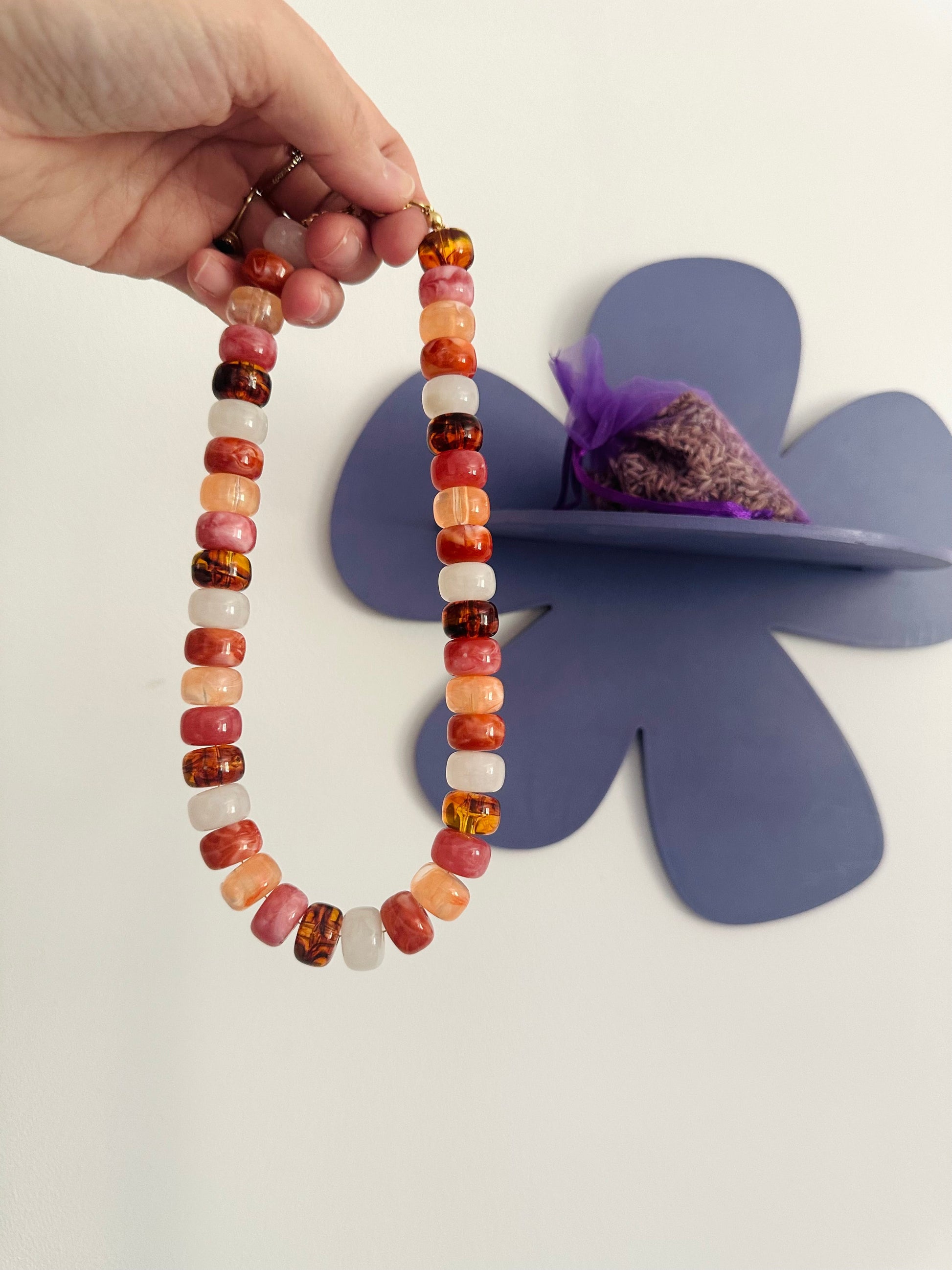 Collier perles couleurs BONNIE - Camilmari Bijoux - Bois Rosé