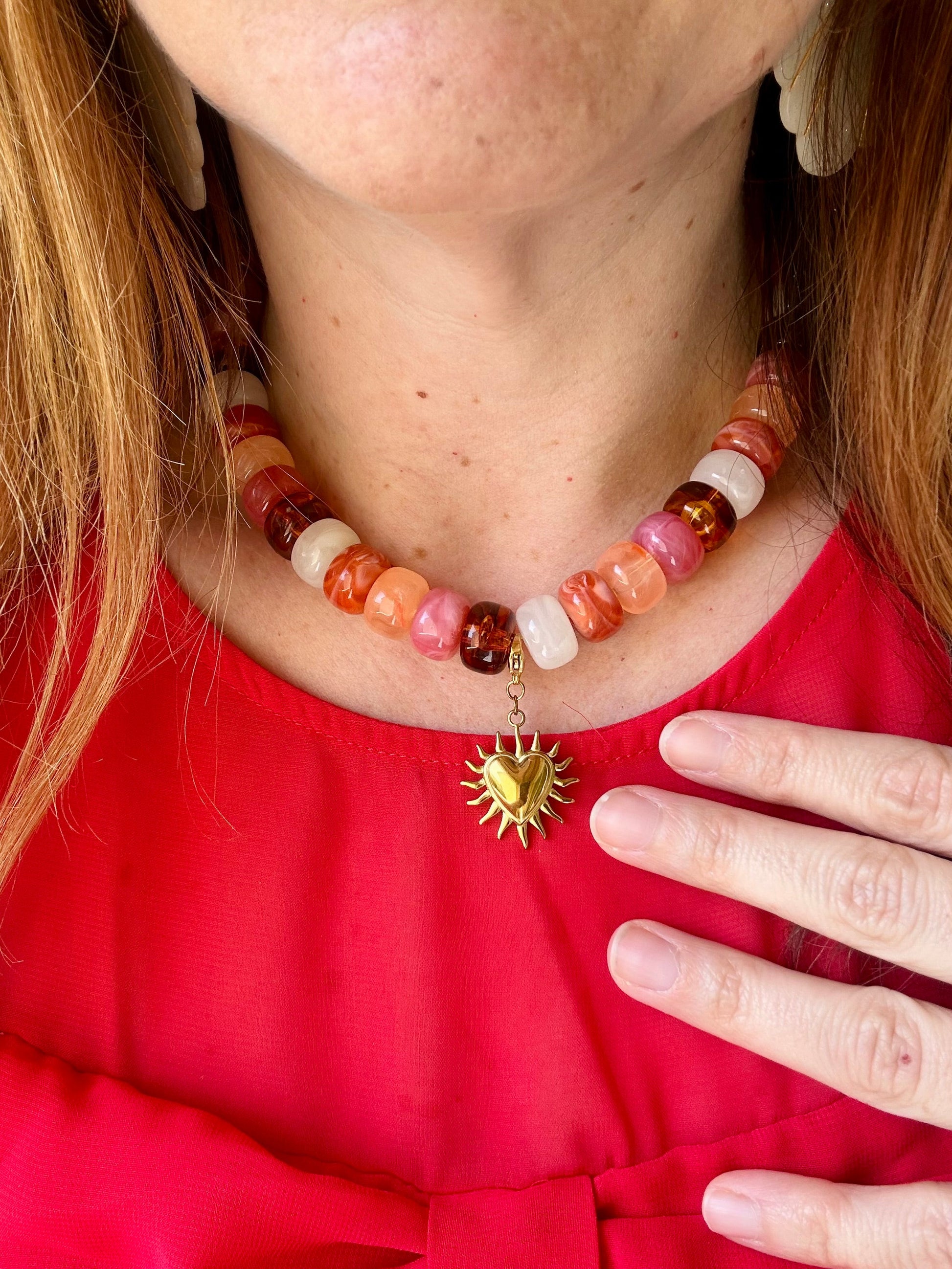 Collier perles couleurs BONNIE - Camilmari Bijoux - Miel Caramel