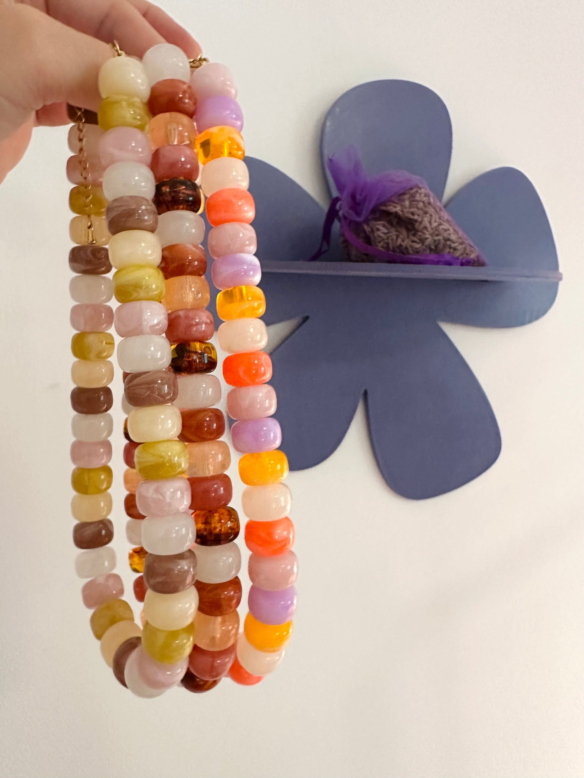Collier perles couleurs BONNIE - Camilmari Bijoux - Miel Caramel