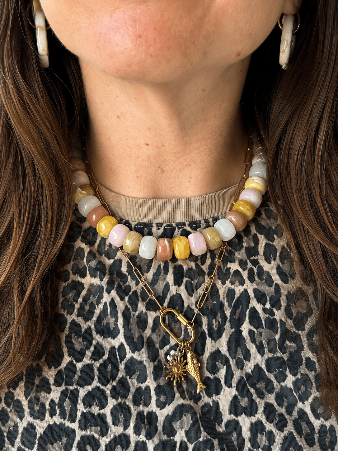 Collier perles couleurs BONNIE - Camilmari Bijoux - Miel Caramel