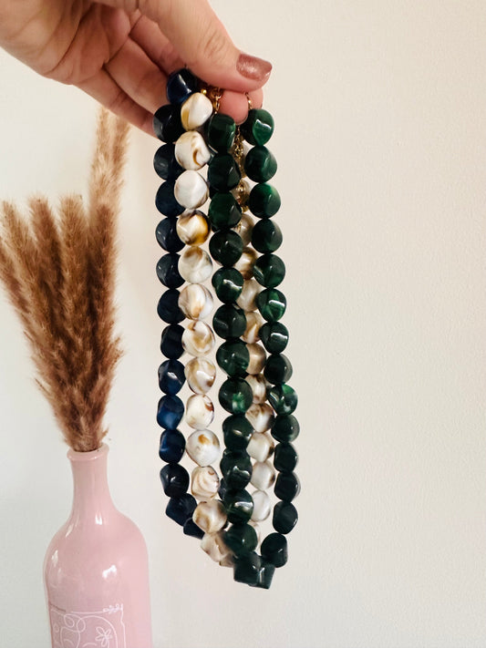 Collier perles femme ALBANE - Camilmari Bijoux - Vert sapin