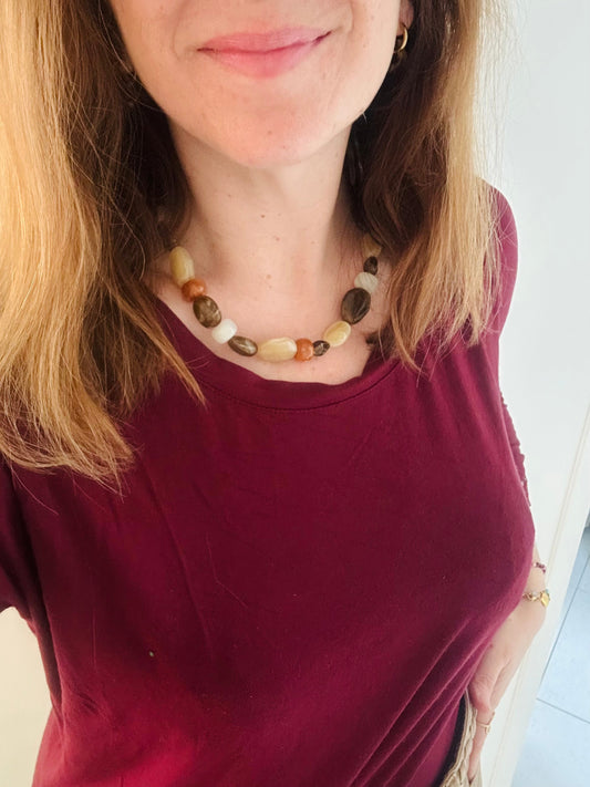 Collier perles marron MAE - Camilmari Bijoux - 