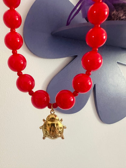 Collier perles rouge CAPUCINE - Camilmari Bijoux -