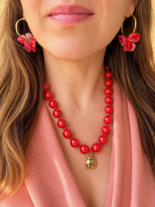 Collier perles rouge CAPUCINE - Camilmari Bijoux -