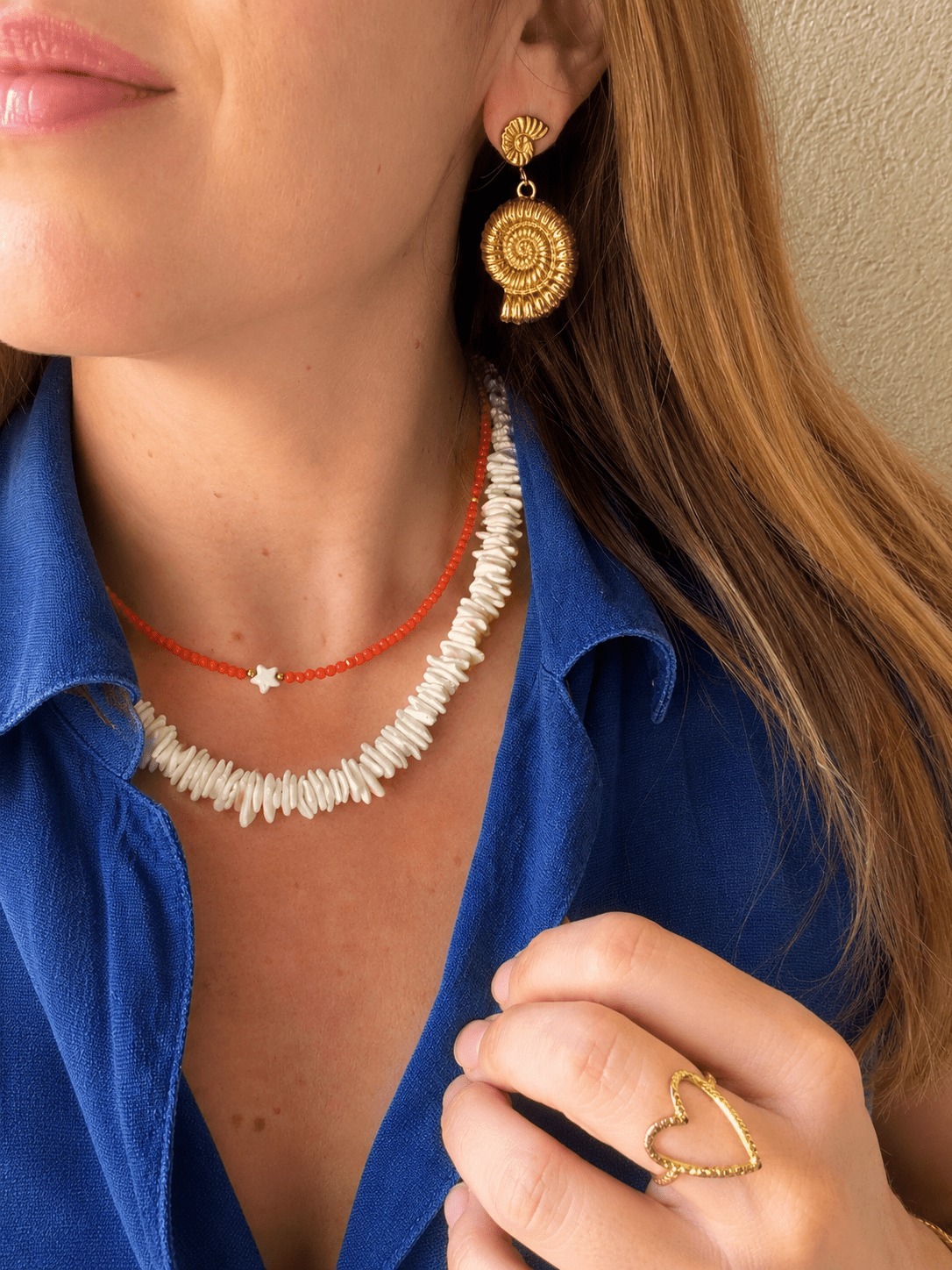 Collier ras de cou perles ESTELLE - Camilmari Bijoux - Corail