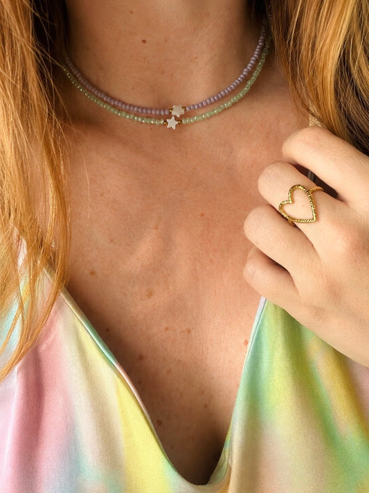 Collier ras de cou perles ESTELLE - Camilmari Bijoux - Lilas
