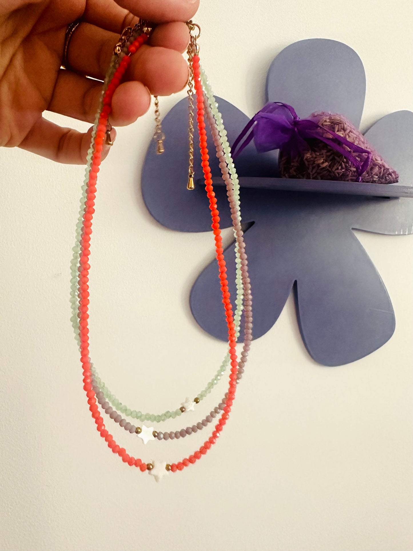 Collier ras de cou perles ESTELLE - Camilmari Bijoux - Lilas