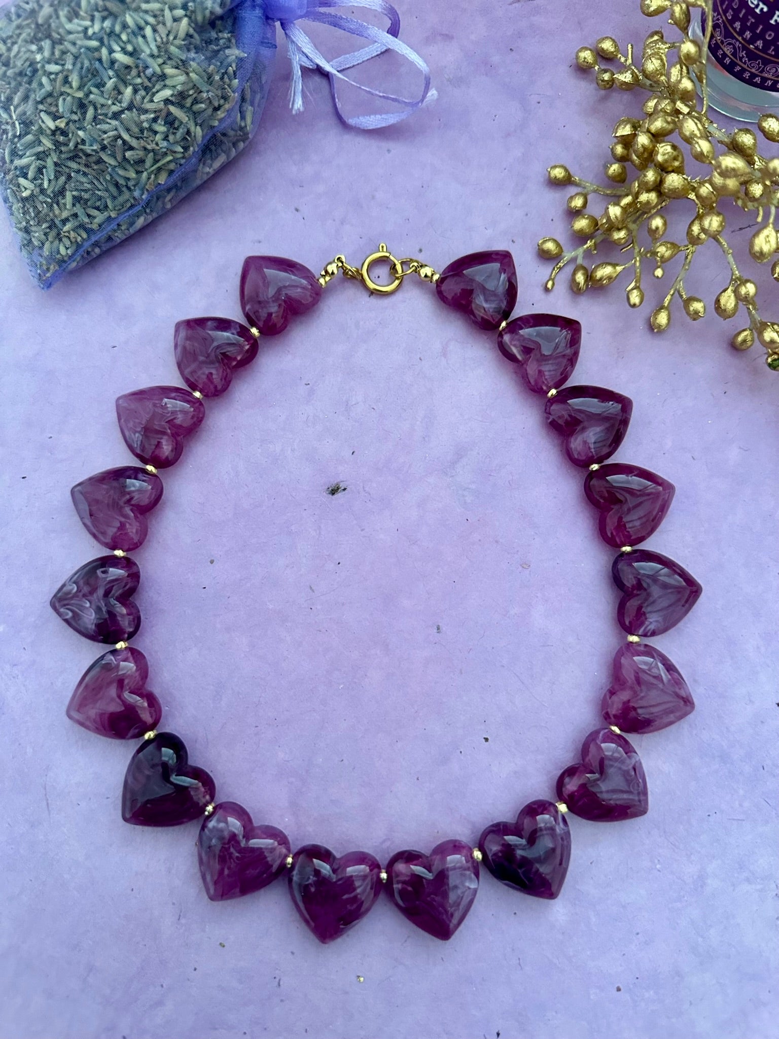 Collier SÉLÈNE – Collier cœur - Collier de perles fantaisie fait main - Camilmari Bijoux - Beige - écru