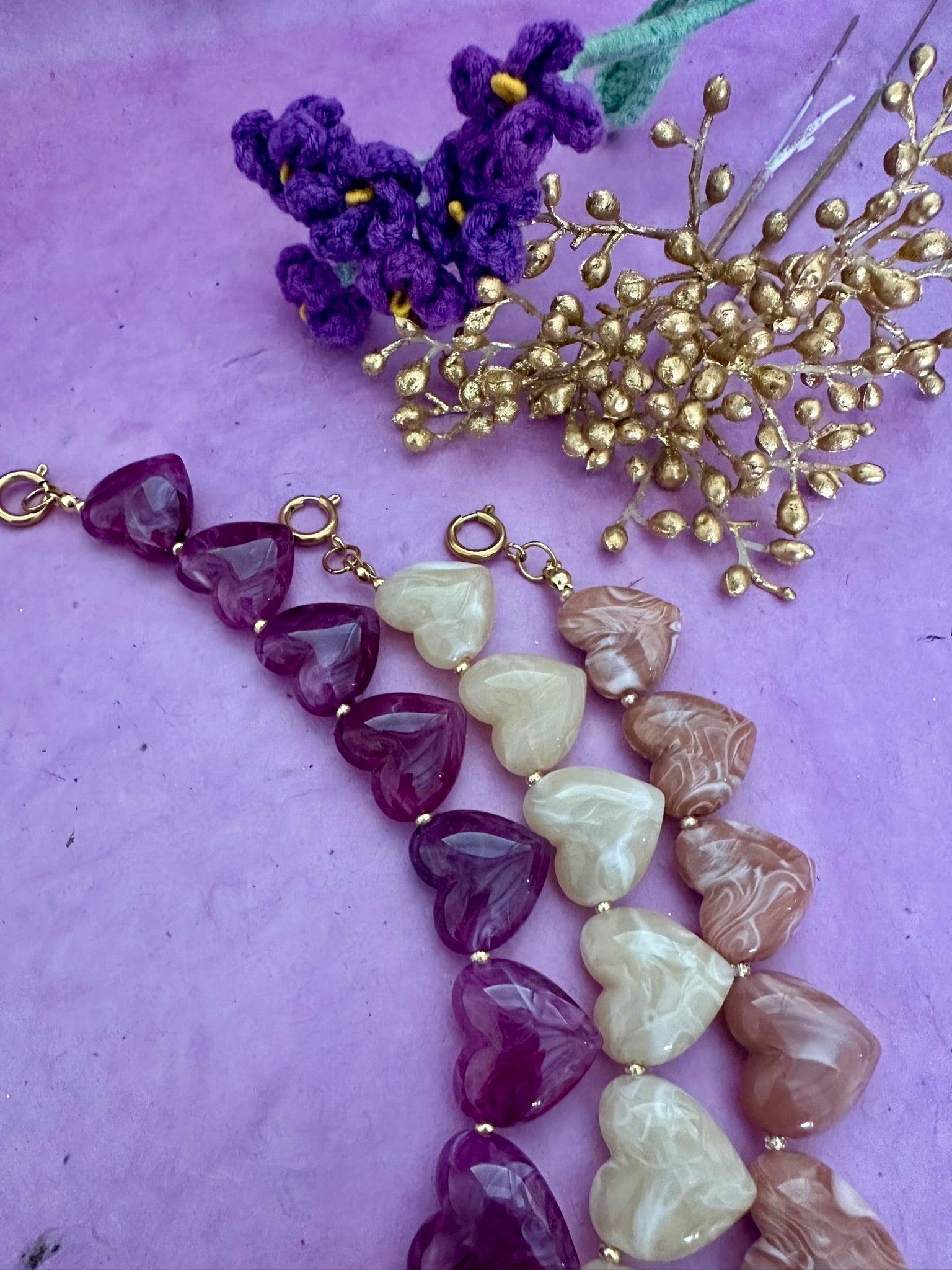 Collier SÉLÈNE – Collier cœur - Collier de perles fantaisie fait main - Camilmari Bijoux - Beige - écru