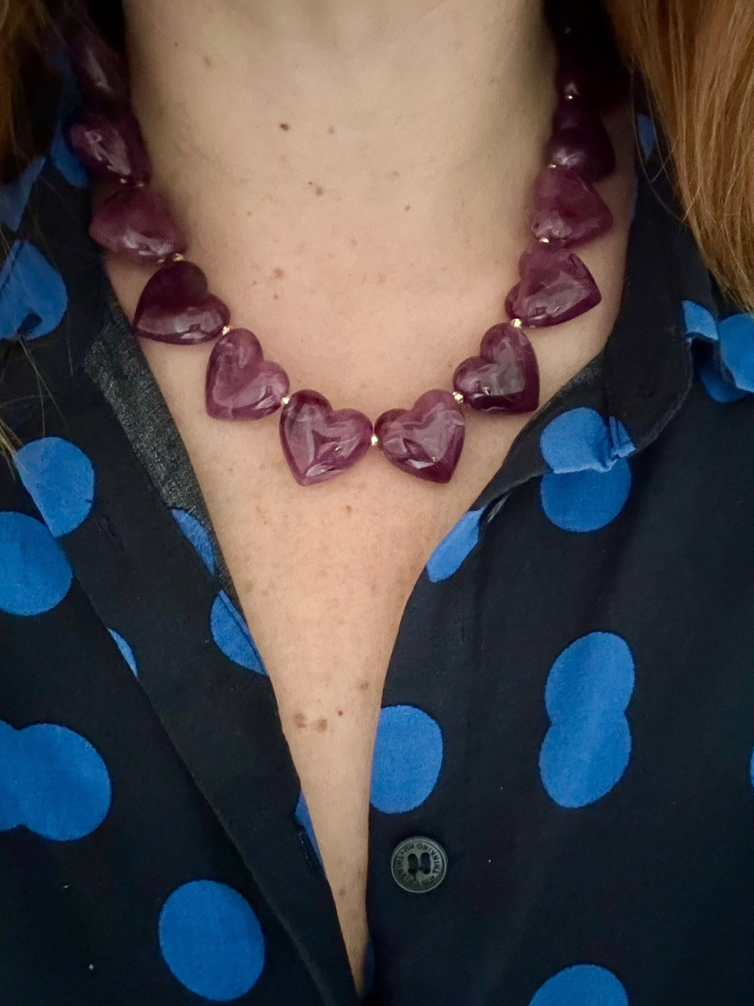 Collier SÉLÈNE – Collier cœur - Collier de perles fantaisie fait main - Camilmari Bijoux - Violet