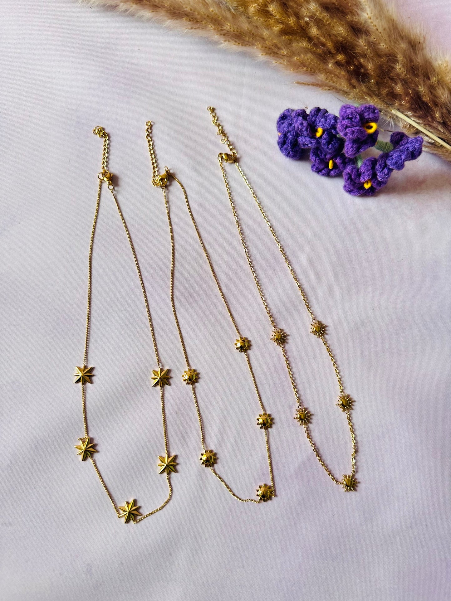 Collier soleil acier inoxydable SOLARA - Camilmari Bijoux - Étoiles