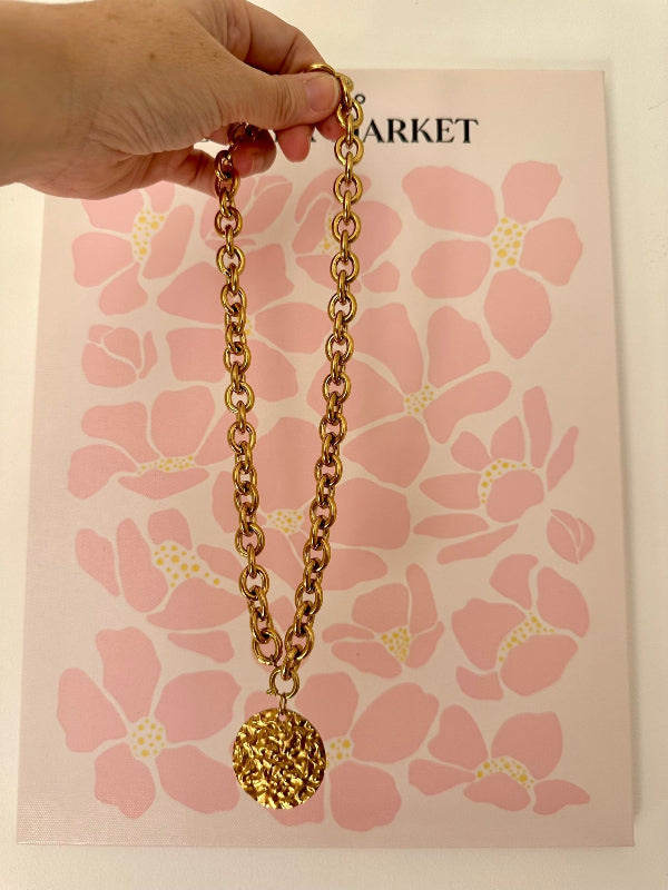 Collier STELLA – Collier pièce dorée et grosse maille dorée en acier inoxydable - Camilmari Bijoux - 