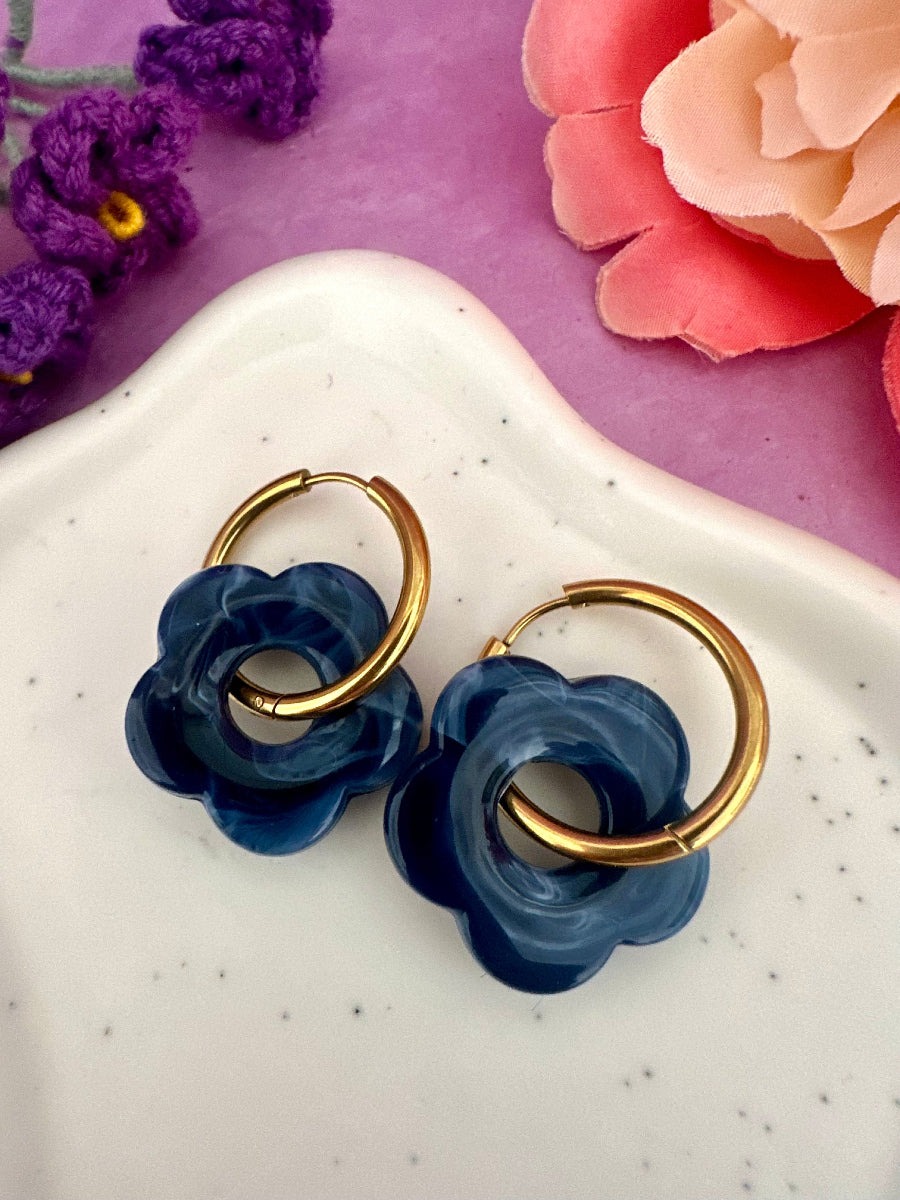 Créoles fleurs colorées SOFIA - Camilmari Bijoux - Créoles rondes + Fleurs