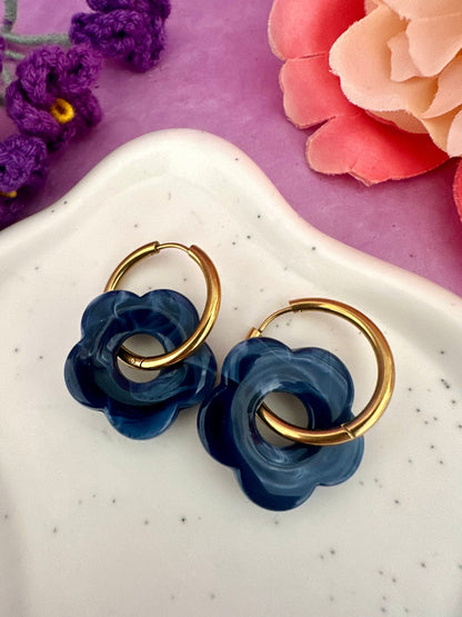 Créoles fleurs colorées SOFIA - Camilmari Bijoux - Créoles rondes + Fleurs