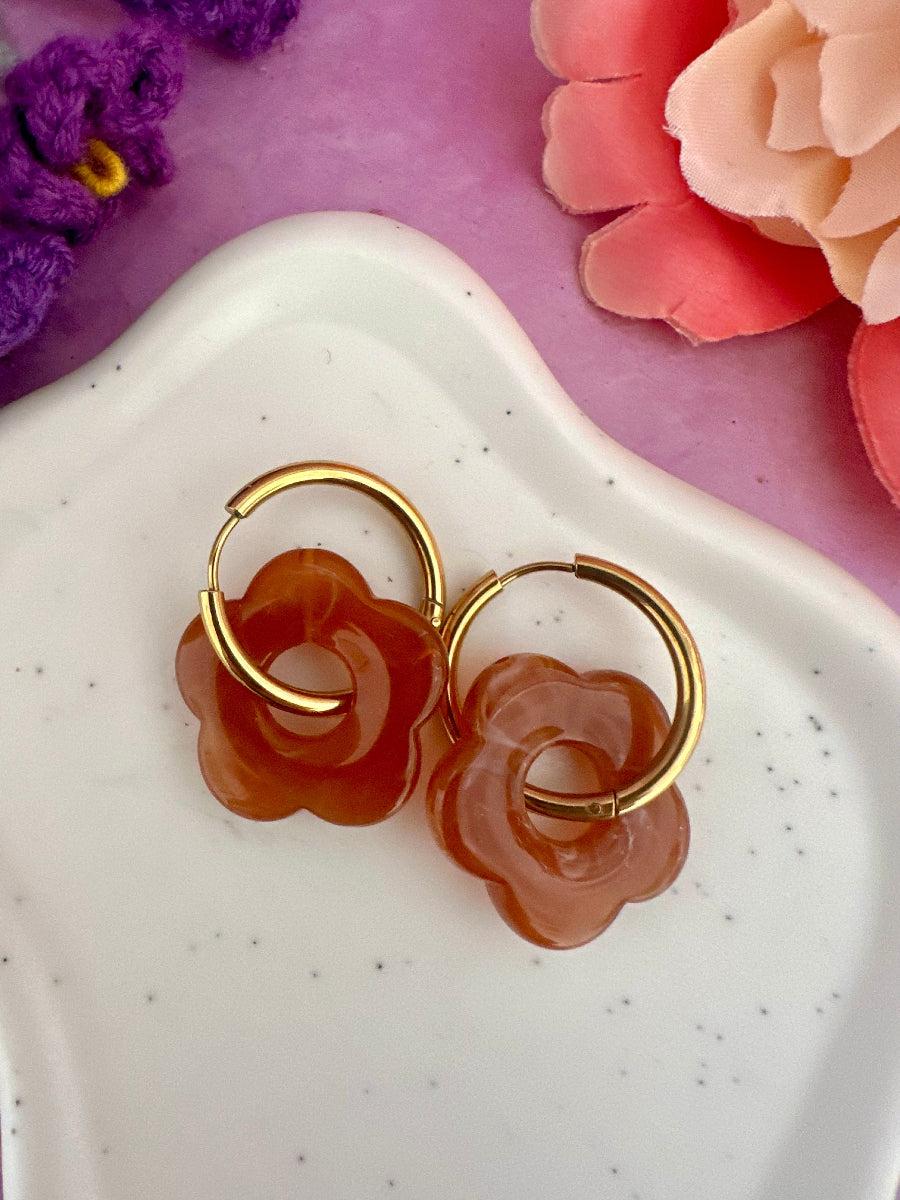 Créoles fleurs colorées SOFIA - Camilmari Bijoux - Créoles rondes + Fleurs