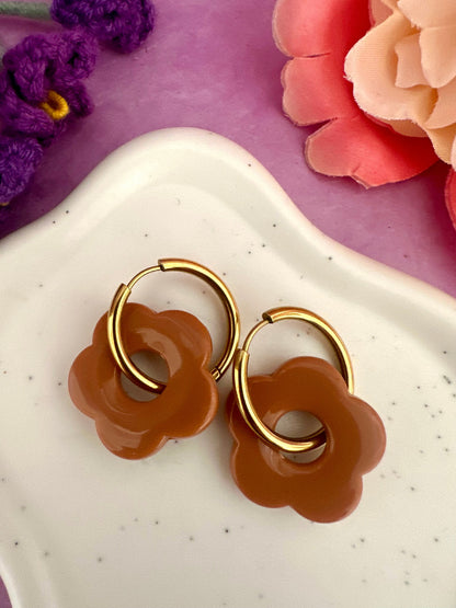 Créoles fleurs colorées SOFIA - Camilmari Bijoux - Créoles rondes + Fleurs