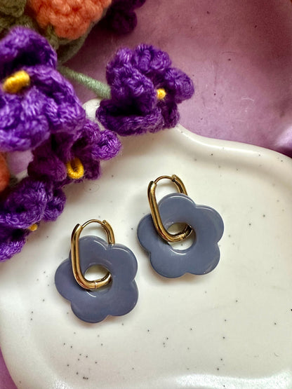 Créoles fleurs colorées SOFIA - Camilmari Bijoux - Créoles rondes + Fleurs