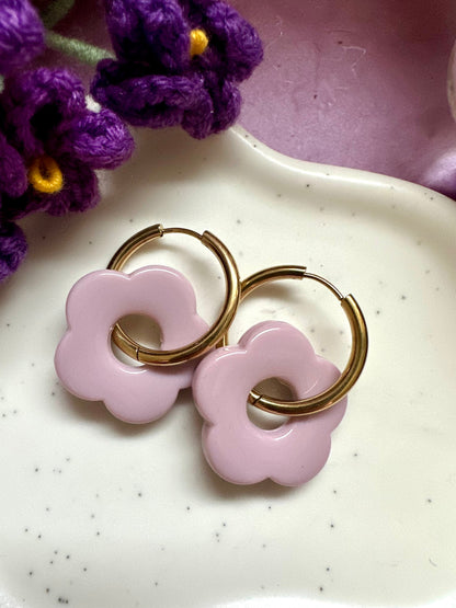 Créoles fleurs colorées SOFIA - Camilmari Bijoux - Créoles rondes + Fleurs