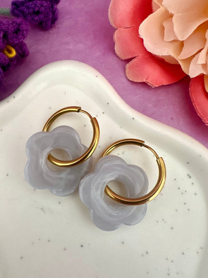 Créoles fleurs colorées SOFIA - Camilmari Bijoux - Créoles rondes + Fleurs