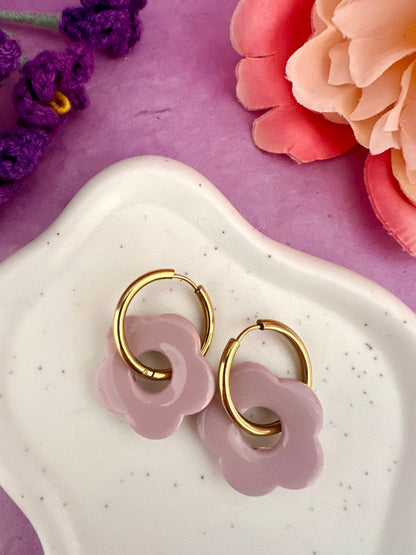 Créoles fleurs colorées SOFIA - Camilmari Bijoux - Créoles rondes + Fleurs