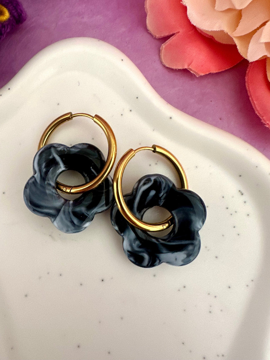 Créoles fleurs colorées SOFIA - Camilmari Bijoux - Créoles rondes + Fleurs