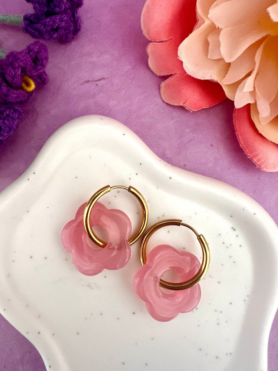 Créoles fleurs colorées SOFIA - Camilmari Bijoux - Créoles rondes + Fleurs