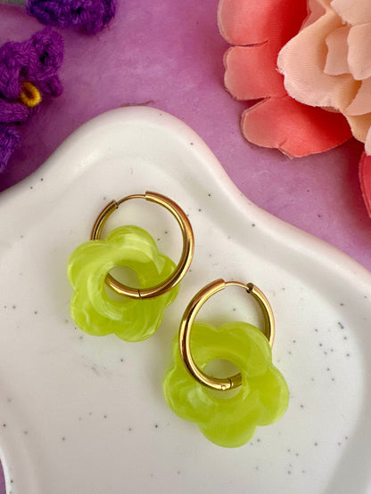 Créoles fleurs colorées SOFIA - Camilmari Bijoux - Créoles rondes + Fleurs