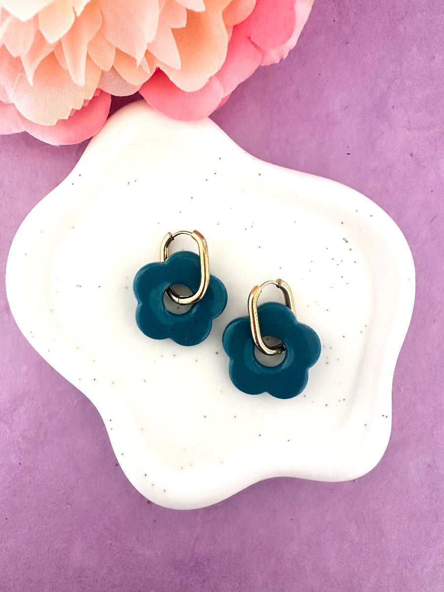 Créoles fleurs SOFIA – Boucles d'oreilles fleuries personnalisables et interchangeables - Camilmari Bijoux - Créoles rondes + Fleurs