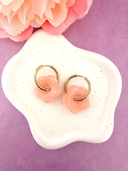 Créoles fleurs SOFIA – Boucles d'oreilles fleuries personnalisables et interchangeables - Camilmari Bijoux - Créoles rondes + Fleurs