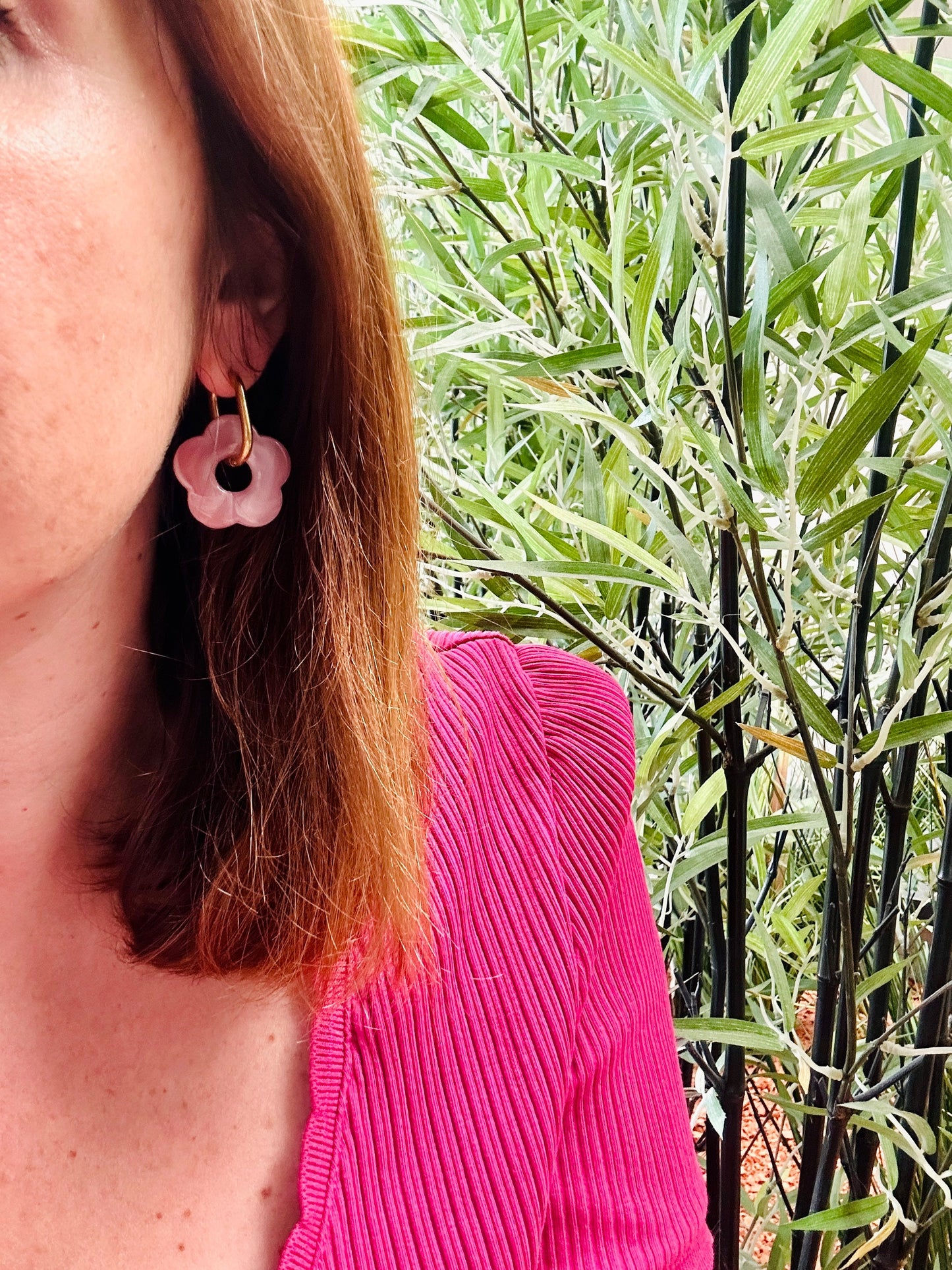 Créoles fleurs SOFIA – Boucles d'oreilles fleuries personnalisables et interchangeables - Camilmari Bijoux - Créoles rondes + Fleurs