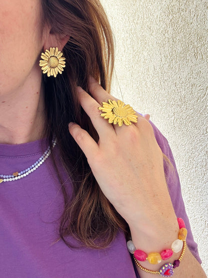 Grosse bague fleur MARTHA - Camilmari Bijoux - 