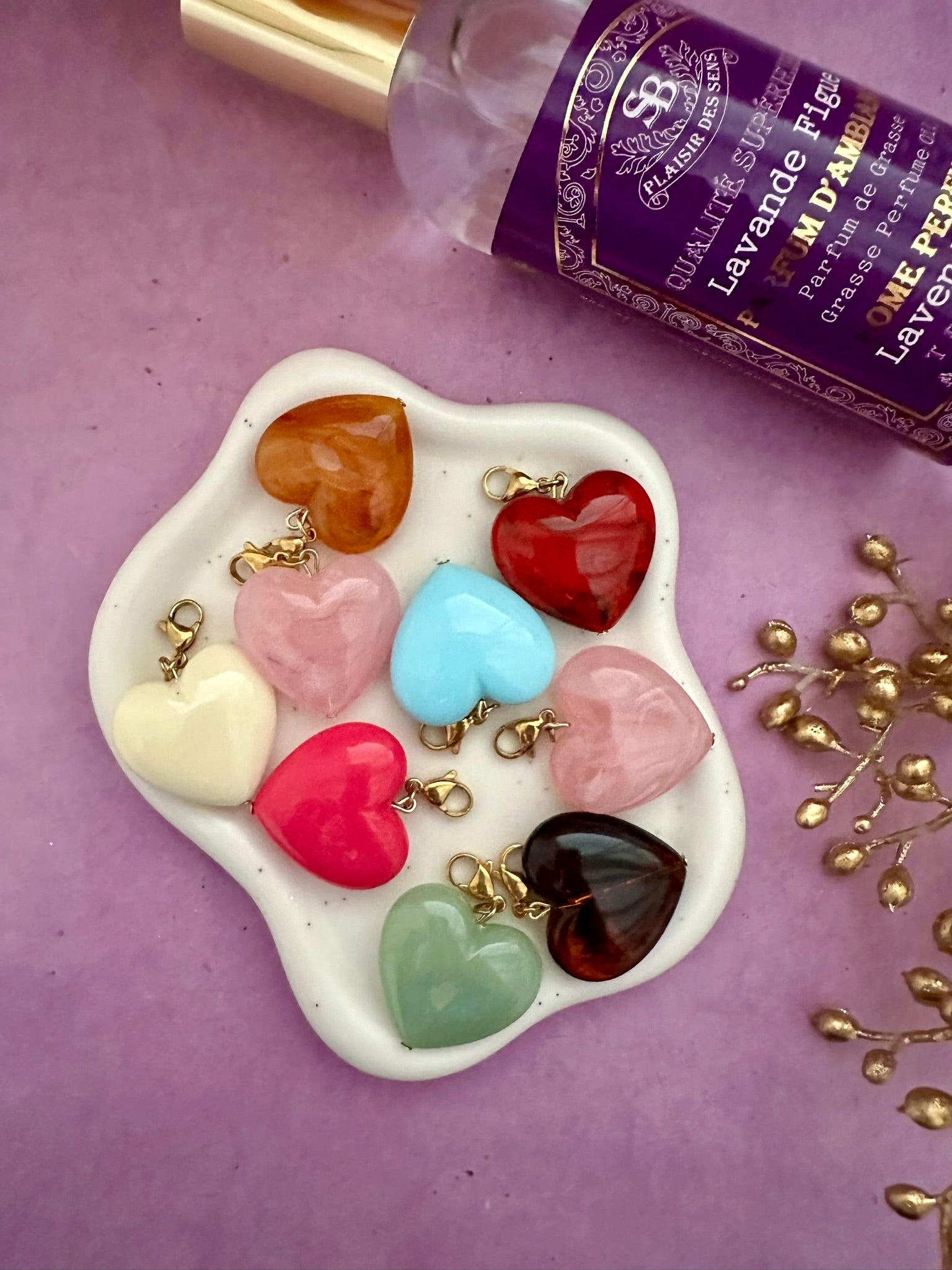 Pendentif CLAUDIE – Pendentif cœur coloré à clipser sur vos colliers - Camilmari Bijoux - Vert lichen