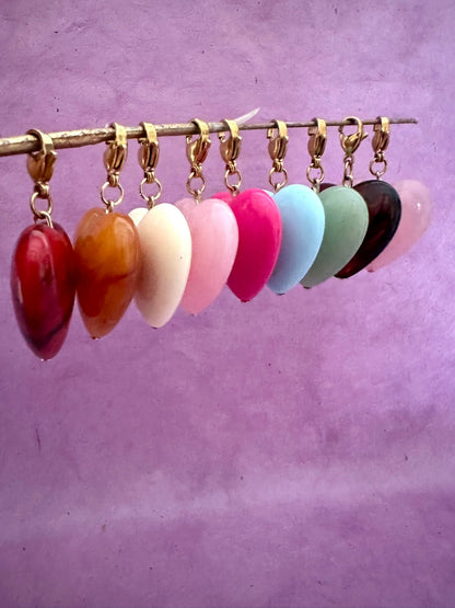 Pendentif CLAUDIE – Pendentif cœur coloré à clipser sur vos colliers - Camilmari Bijoux - Vert lichen