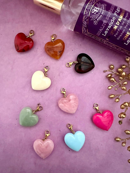 Pendentif CLAUDIE – Pendentif cœur coloré à clipser sur vos colliers - Camilmari Bijoux - Vert lichen