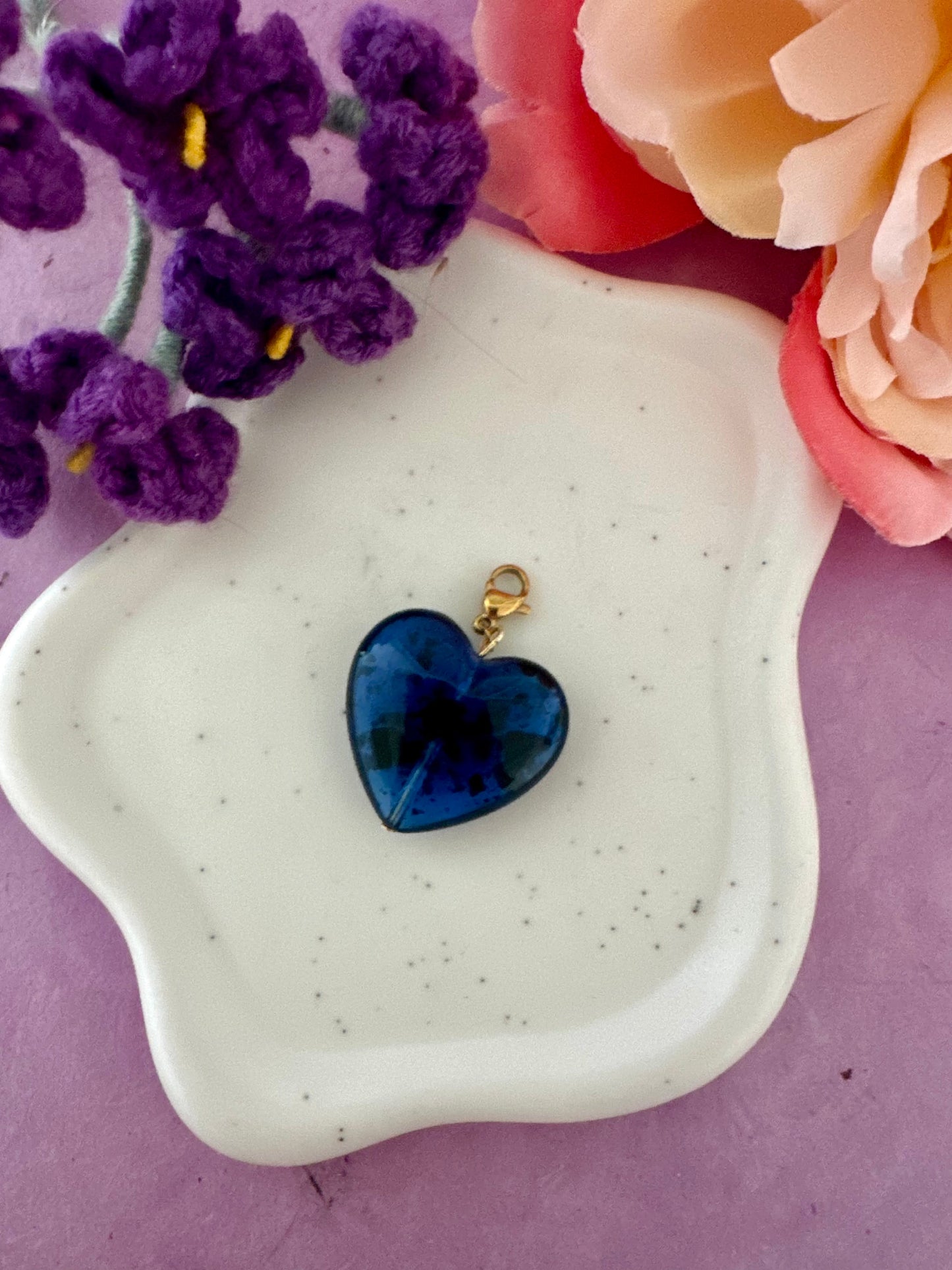 Pendentif coeur pour collier CLAUDIE - Camilmari Bijoux - Bleu nuit
