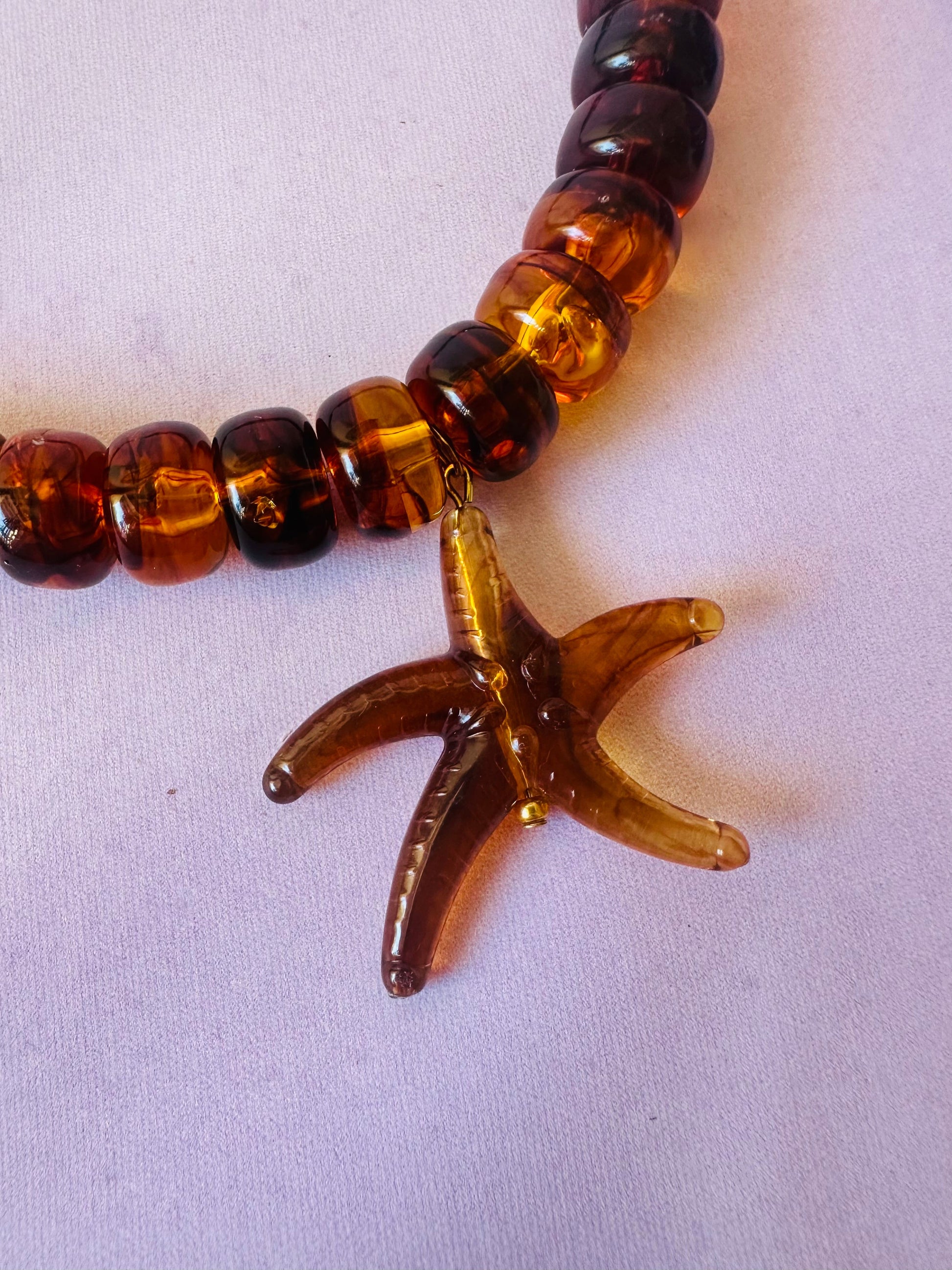 Pendentif étoile de mer MAHINA - Camilmari Bijoux - Brun ambré