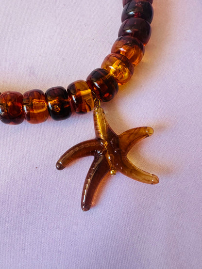 Pendentif étoile de mer MAHINA - Camilmari Bijoux - Brun ambré