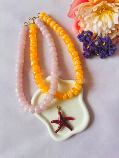 Pendentif étoile de mer MAHINA - Camilmari Bijoux - Rouge bordeaux