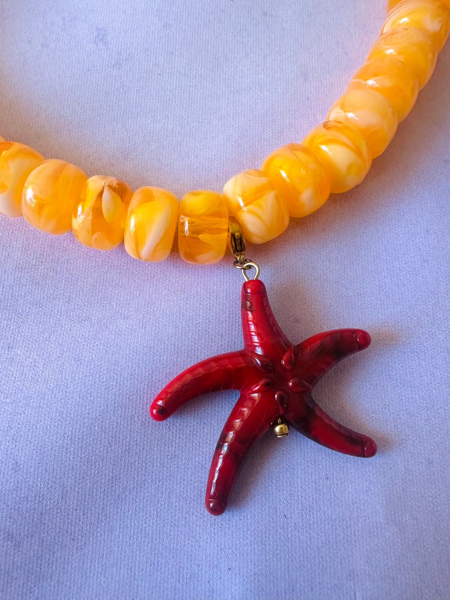 Pendentif étoile de mer MAHINA - Camilmari Bijoux - Rouge bordeaux