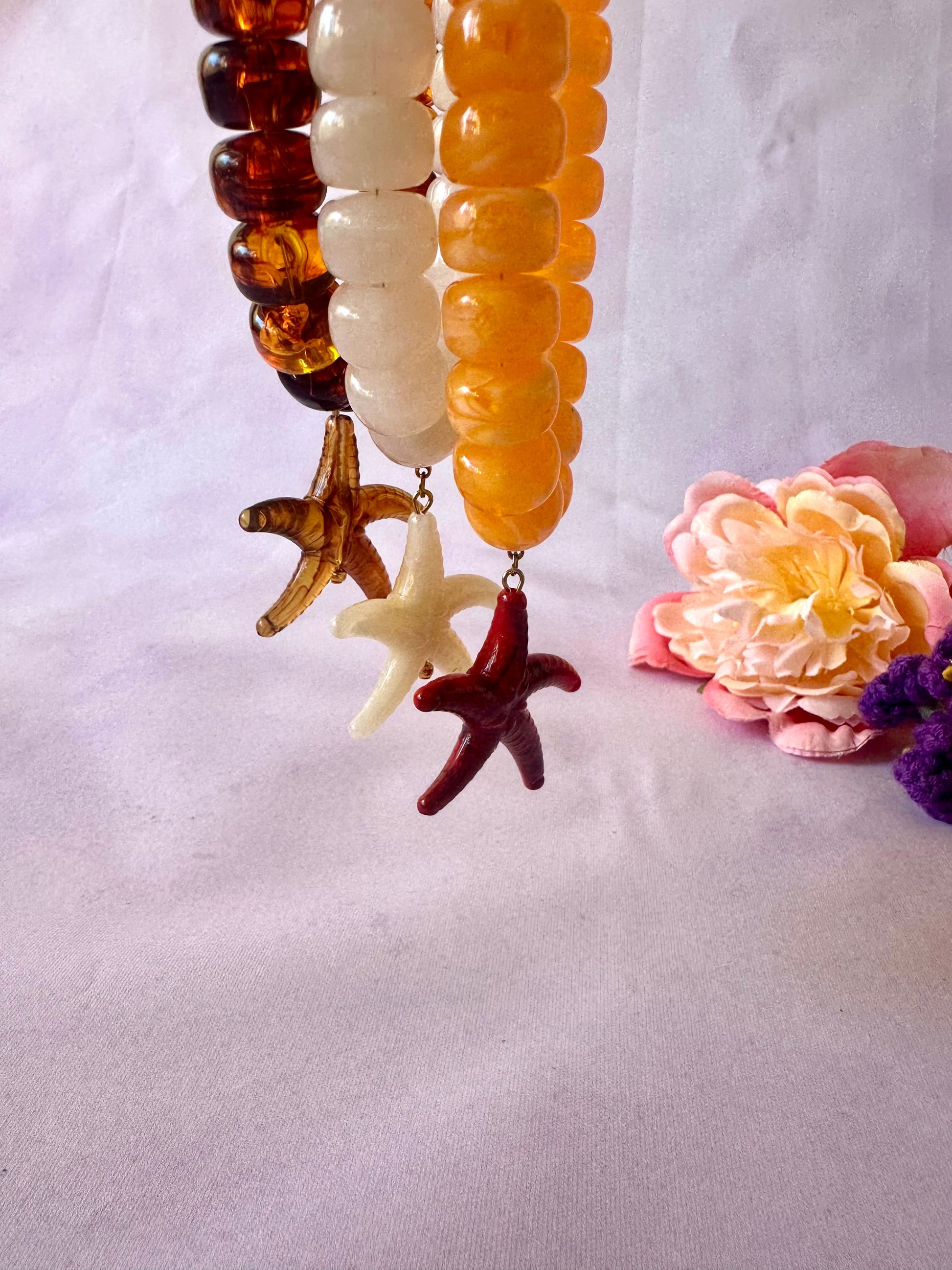 Pendentif étoile de mer MAHINA - Camilmari Bijoux - Rouge bordeaux