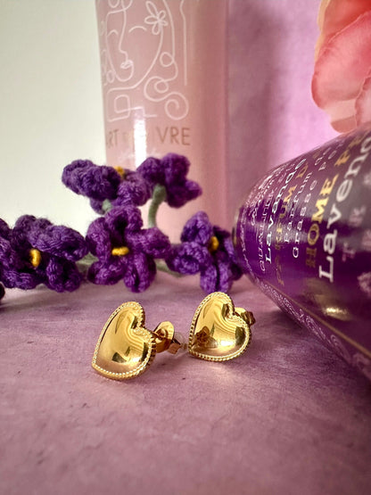Puces d'oreilles coeurs dorés LOU - Camilmari Bijoux - 