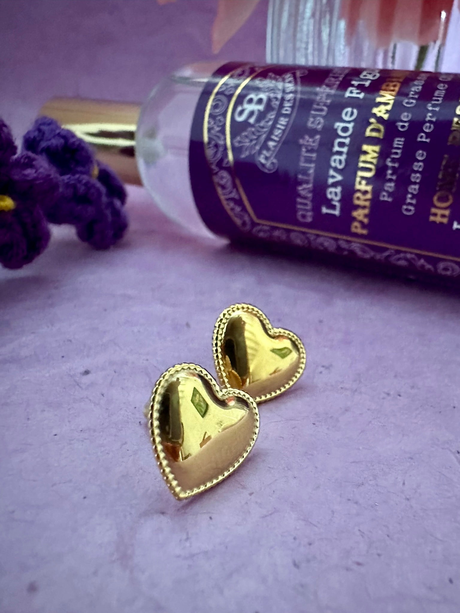 Puces d'oreilles coeurs dorés LOU - Camilmari Bijoux - 